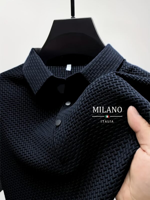 Elson OBM MILIANO Milan Premium Solid Color Business Lapel Breathable Ice Sliky Fiber Fabric Short Sleeve Shirt for Men - Image 3