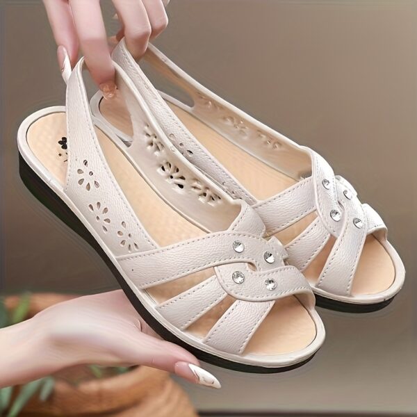 Women's Chic Summer Wedge Sandals Comfortable Breathable Solid Color Minimalist Hollow Out Soft Sole Fashion Casual Mom Slippers, Black 2025 Travel Portable - Image 21