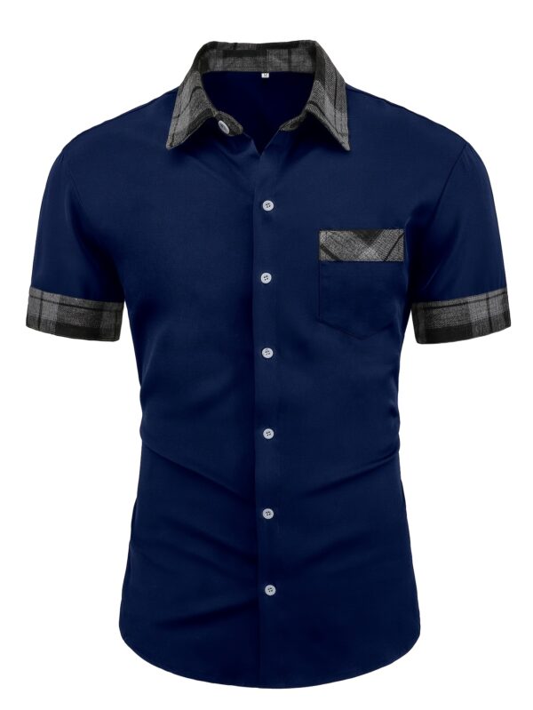 Men'S Classic Plaid Shirt with Unique Design, Comfortable and Breathable Short Sleeve, Single-Breasted Button-Up, Regular Fit, Non-Stretch Fabric, Perfect for Summer Festive Occasions, Festive Attire|Classic Plaid Shirt|Breathable Fabric