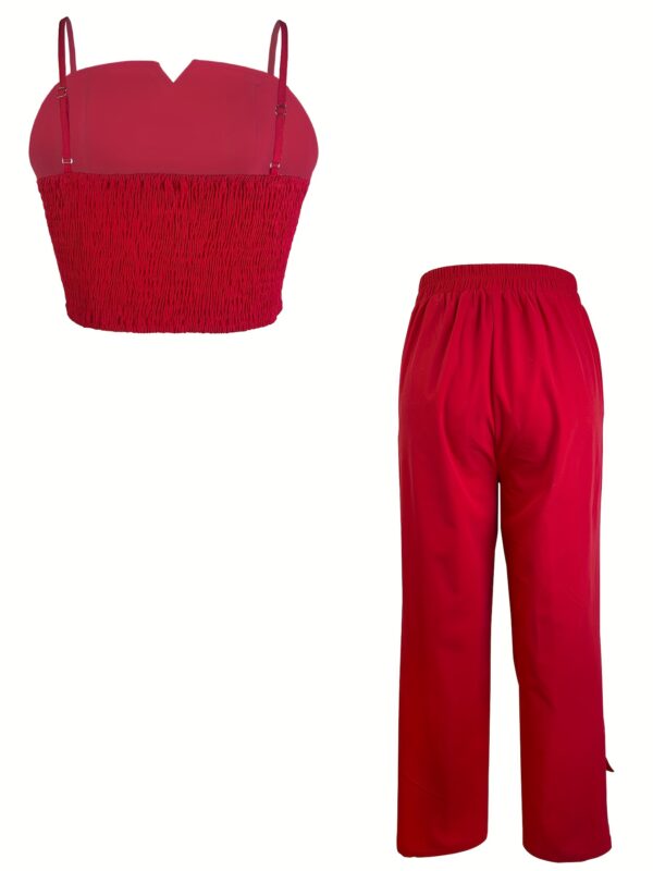 Stylish Elegant Adjustable Buckle Design Women's Camisole and Pants Two-Piece Set - Image 7