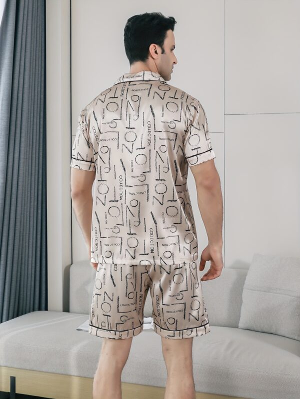 Men'S Summer Sleepwear Set with Short Sleeves, Shorts, And Long Pants, Featuring a Thin Fabric And Letter Print Design, Includes a Cardigan. - Image 6