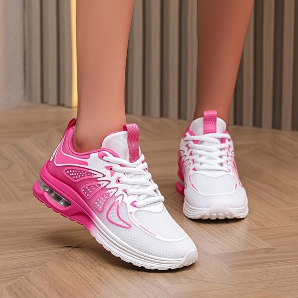 Women'S Cushioned Running Sneakers, Lightweight All-Season Tennis Training Shoes, Fabric Upper & Inner, Sole, Normal Pronation, Solid Color Design