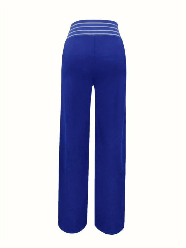 Women's High-Waist Cut-Out Straight-Leg Pants - Casual Polyester Trousers, Machine Washable, Ideal for Everyday Commute - Elegant Solid Color - Image 17