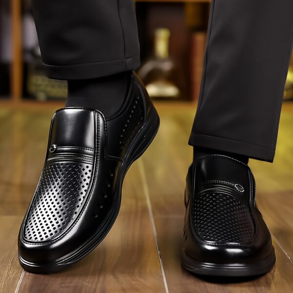 Plus Size Men's Classic Solid Colour Slip On Loafer Shoes, Comfy Non Slip Casual Durable Dress Shoes, Men's Footwear - Image 5