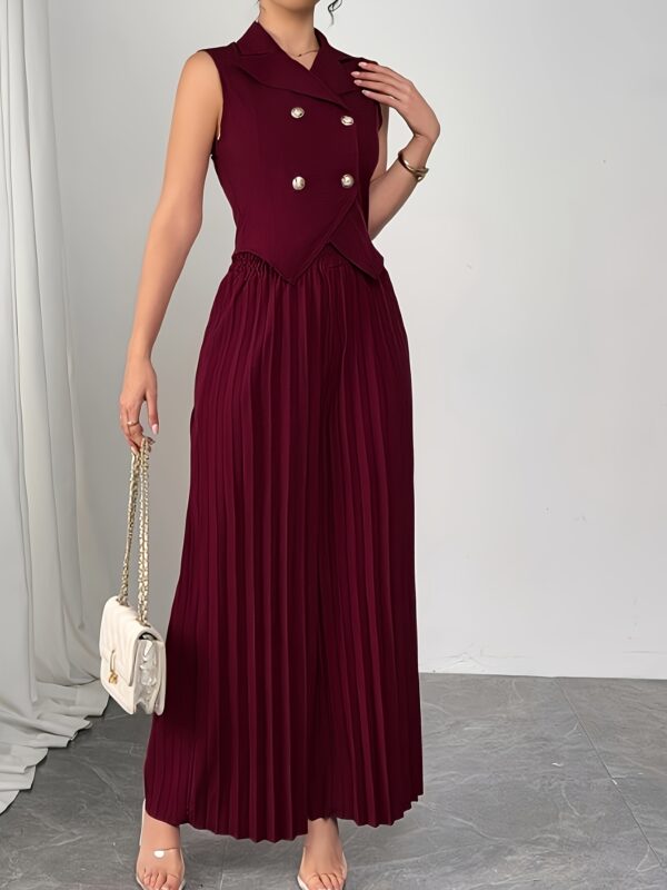 Women's Fashion Solid Color Vest Top and Stylish Long Skirt Pants Set - Image 5