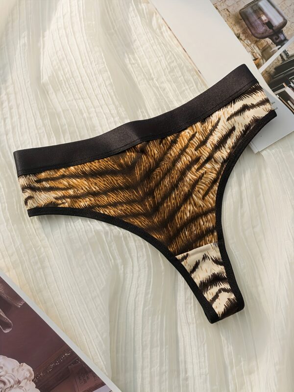 6pcs leopard print zebra print Women's thong Simple sport underpants - Image 4