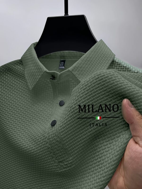 Elson OBM MILIANO Milan Premium Solid Color Business Lapel Breathable Ice Sliky Fiber Fabric Short Sleeve Shirt for Men - Image 9