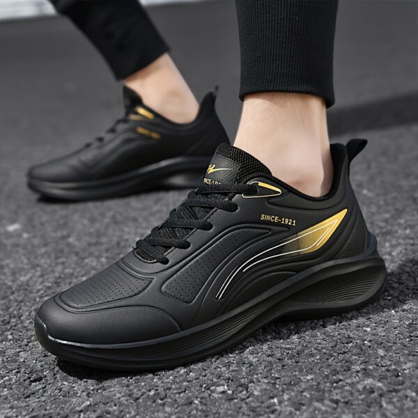 [1pair Water-Resistant Men'S Sneakers] Men'S Fashion Sneakers, Water-Resistant Synthetic Low-Top Running Shoes, Lace-Up Casual Sports Footwear, with Fabric Insole and MD Sole, for Daily Wear - Image 8