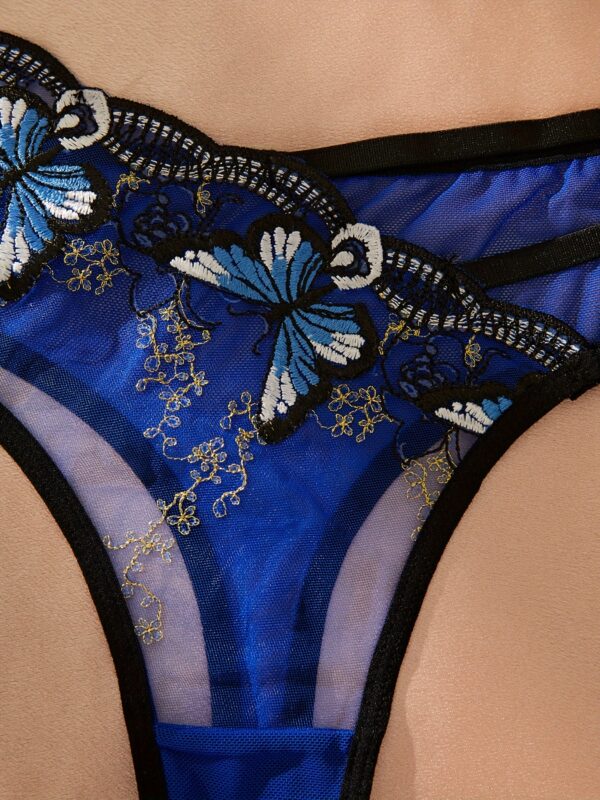 Butterfly Embroidery Lace Asymmetrical Panties for Women, Polyester and Elastane Blend, Sexy Low-Rise Briefs, Light Support Knit Fabric Underwear with Scallop Detail - Image 8