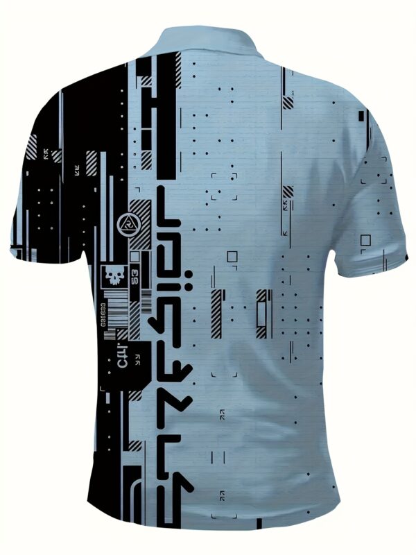 Men's Colorblock Pattern Print Short Sleeve Golf T-shirt For Summer - Image 5