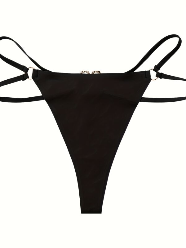 4pcs Women's Low-Rise Thong Underwear - Seamless Quick-Dry Comfort with Heart-Shaped Metallic Rings, Soft Stretch Fabric, 4 Colors (Black/Brown/White/Light Green) for Spring & Summer, Quickdry Underwear, Elegant Heart Design, Comfortable Fit - Image 6
