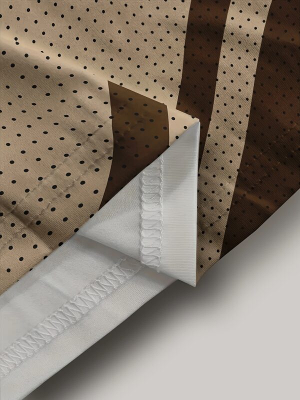 Men's Summer Short Sleeve Shirt - 100% Polyester Breathable Stretch Fabric, Brown & White Contrast Print, Classic Collar Button-Up Casual Shirt for Office & Social Outings - Image 10