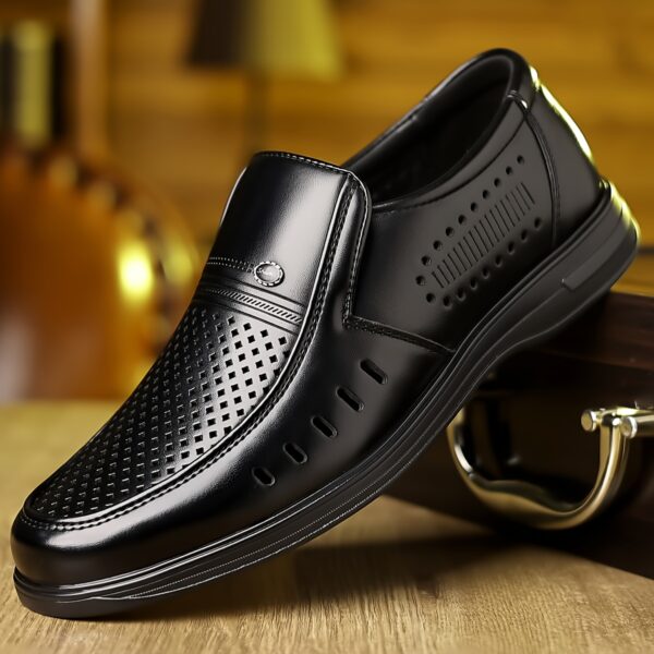 Plus Size Men's Classic Solid Colour Slip On Loafer Shoes, Comfy Non Slip Casual Durable Dress Shoes, Men's Footwear