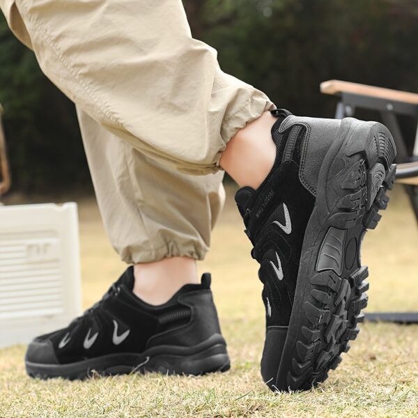 Men's Outdoor Hiking & Running Shoes - Breathable Low-Top Trekking Shoes with Non-Slip PVC Sole, All-Season Lightweight Design for Trail Running, Camping & Urban Adventures - Black, Hiking Gear, Adventure Footwear, Sporty Style, Durable Construction, Versatile Footwear, Fitness Lovers - Image 6