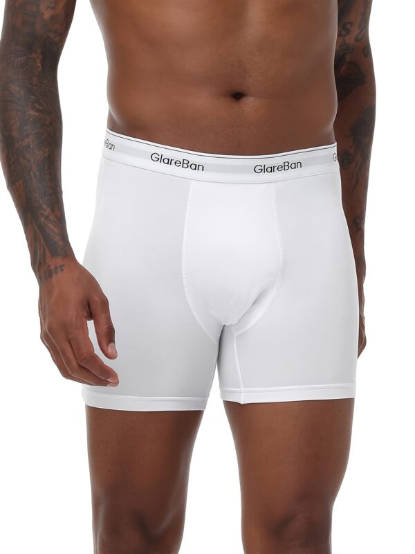 10pcs Men'S Mid-Long White Boxer Briefs - Comfortable Polyester Underwear for Casual Wear, Smooth Texture, Elastic Waistband with Logo, Briefs Pantie - Image 3