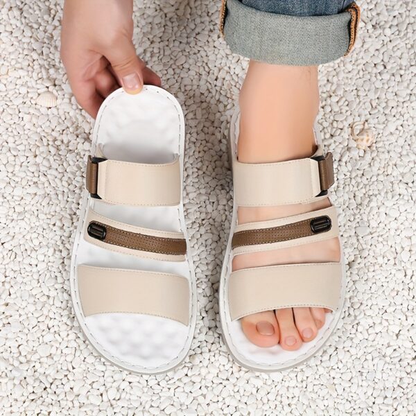 2025 New Men'S Double Buckle Sandals - Color Block Non-Slip Outdoor Casual Shoes, Men'S Hard Sole Beach Shoes, Breathable and Durable Bathroom Slippers, Calm Style Sport Sandals - Image 8