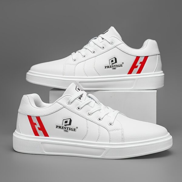 Men'S Low-Top Casual Sneakers - Red & Black Skate Shoes with "Prestige Lives" Graphic, Lace-Up, EVA Sole, Microfiber Synthetic Upper, Perfect for Everyday & Commuting, Ideal Christmas Gift, Everyday Casual Shoes| Bold Design Shoes|Synthetic Upper Sneakers - Image 17