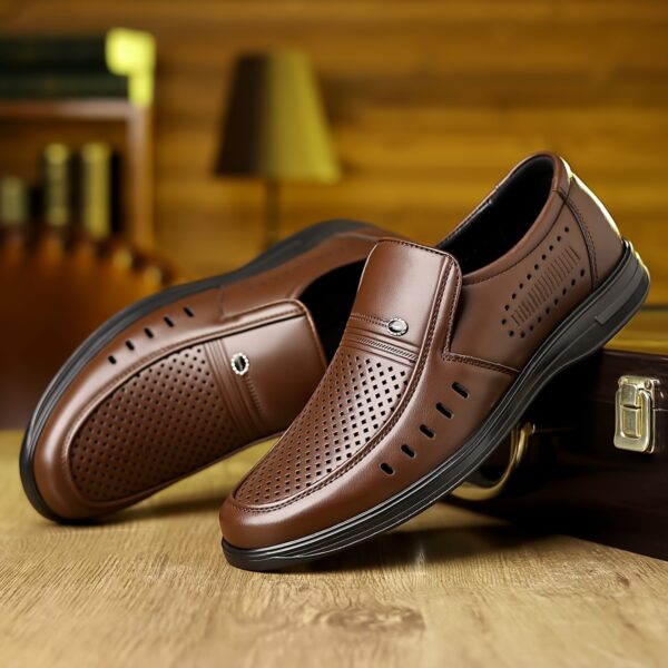 Plus Size Men's Classic Solid Colour Slip On Loafer Shoes, Comfy Non Slip Casual Durable Dress Shoes, Men's Footwear - Image 7