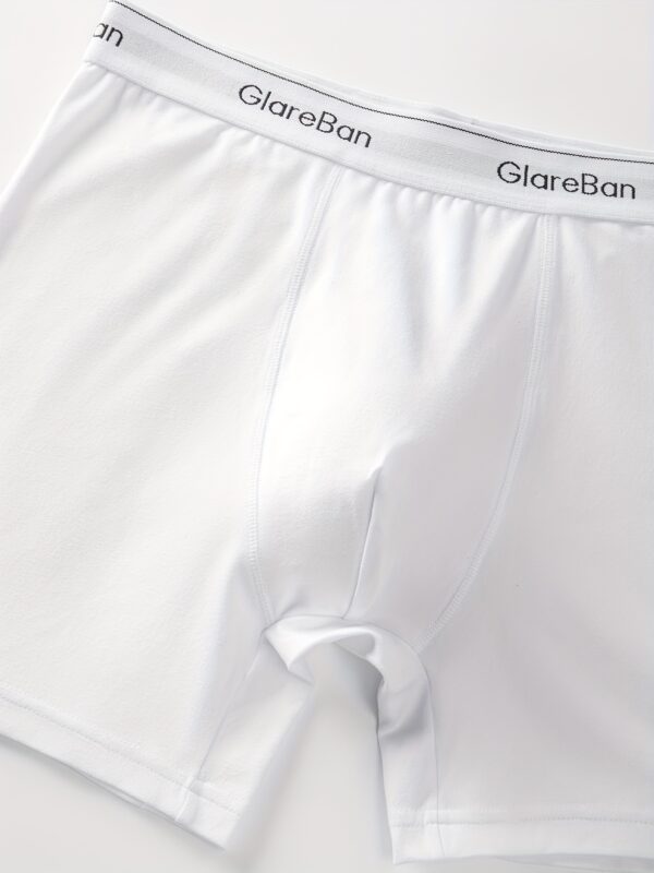 10pcs Men'S Mid-Long White Boxer Briefs - Comfortable Polyester Underwear for Casual Wear, Smooth Texture, Elastic Waistband with Logo, Briefs Pantie - Image 9