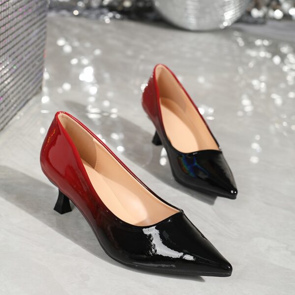 Elegant Mid Heel Stiletto Pumps for Women - Pointed Toe Dress Shoes with Man-Made Upper, Lining, Insole, and Rubber Sole - Versatile All-Season Footwear - Image 2