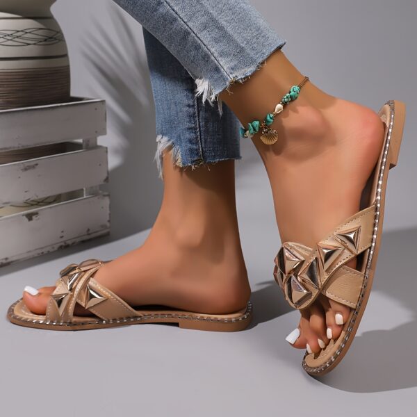 New Women's Slippers with Glitter Triangle Decoration, Fashionable and Trendy, Lightweight and Soft Sole, Casual Slippers - Image 10