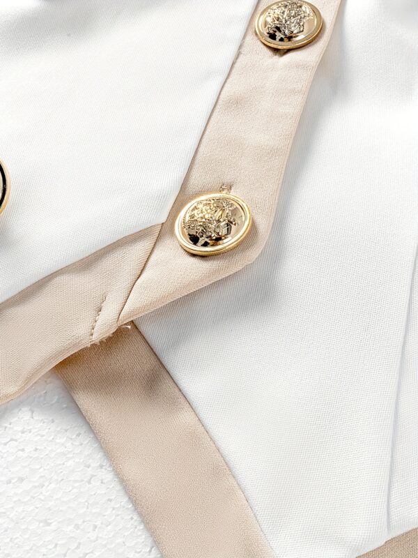 New Fashionable Slimming Color-Blocking Double-Buckle Suspender Straight Pants - Image 14
