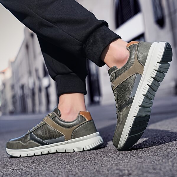 Men'S Plus Size Classic Color Block Casual Sneakers - Lightweight Low-Top Walking Shoes with MD Rubber Sole, EVA Cushion & Breathable Fabric Lining for All-Season Outdoor, Streetwear & Daily Wear, Outdoor Sneakers, Stylish Contrast Design, Comfortable Fit Shoes - Image 9