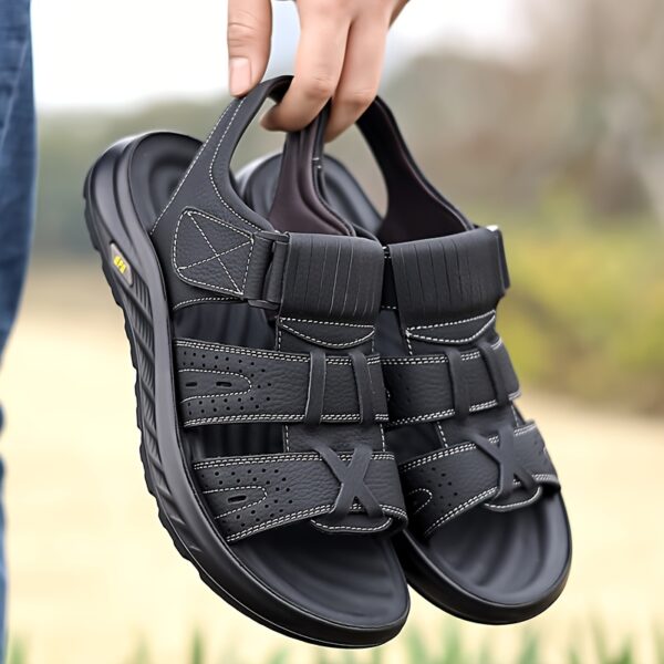summer 2025 Men's lightweight Genuine Leather sports sandals with adjustable buckle straps, featuring exquisite Genuine Leather uppers and anti-slip durable soles. Available in 3 colors for all-day comfort and breathability, suitable for daily wear and outdoor commuting. Offers a full range of sizes (9 options) to fit various foot types, including water-friendly designs at an excellent value - Image 7