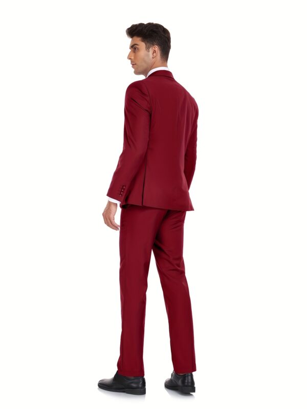 Men'S Navy Blue Three-Piece Suit with Brown Jacket, White Shirt, and Brown Dress Pants - Stylish Casual Attire for All Seasons, Casual Attire|Casual Style|Button Detail - Image 7