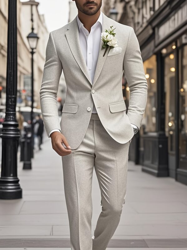 Men's Linen 2pcs Formal Wedding Suit Classic Men's Linen Suits for Wedding Season Parties