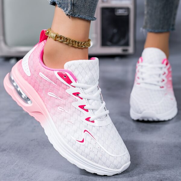 1 Pair Women's Breathable Mesh Running Shoes, All-Season Cushioned Stability Sneakers with Faux Sole and Fabric Insole for Casual Travel - Image 4