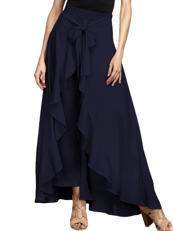 Women's Plus Size Olive Green Wide-Leg Pants with Front Tie Waist - High Rise, Flowy Vacation Style, Machine Washable, All-Season Comfort, Special Event Attire | Wideleg Design | Elegant Appearance - Image 19