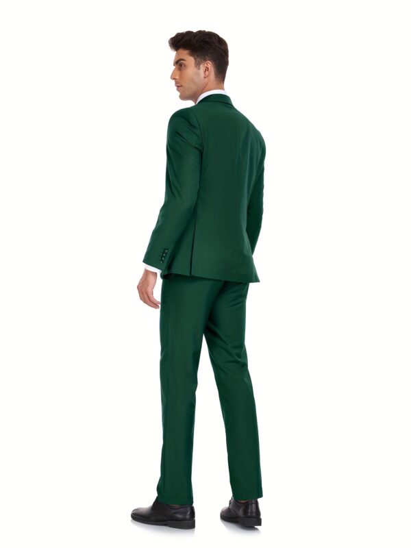 Men'S Navy Blue Three-Piece Suit with Brown Jacket, White Shirt, and Brown Dress Pants - Stylish Casual Attire for All Seasons, Casual Attire|Casual Style|Button Detail - Image 8