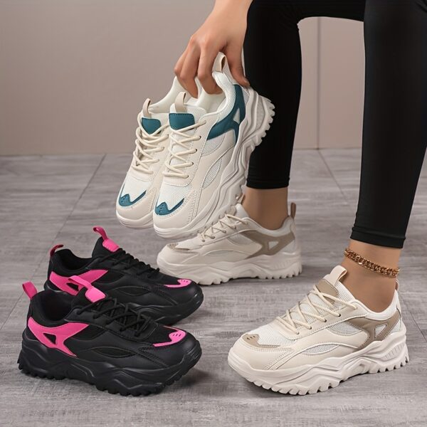 Women'S Lightweight & Breathable Sneakers - Versatile Lace-Up Low Top Design with Mesh & Microfiber Upper, EVA Sole, All-Season Comfort for Running & Casual Wear, Stylish Neutral Appearance, Allseason Sneakers|Neutral Style Sneakers|Eva Sole Sneakers - Image 6