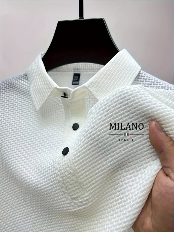 Elson OBM MILIANO Milan Premium Solid Color Business Lapel Breathable Ice Sliky Fiber Fabric Short Sleeve Shirt for Men - Image 4