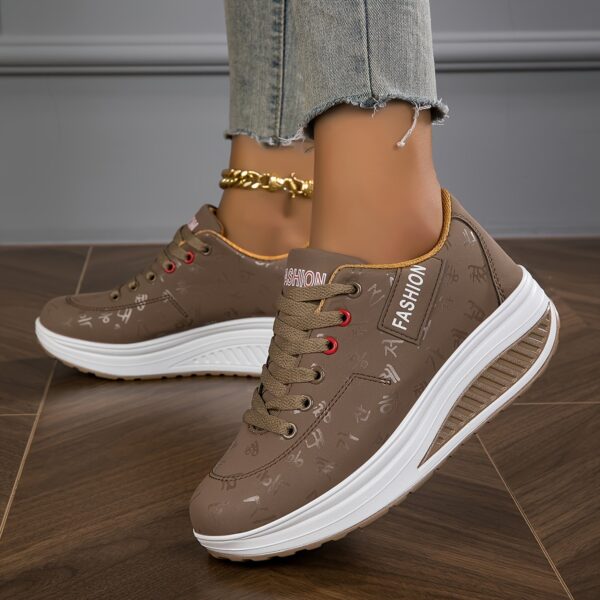 Women's Platform Sneakers, Casual Lace Up Outdoor Shoes, Comfortable Low Top Sport Shoes Autumn Shoe - Image 5