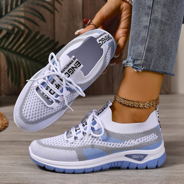 Women'S Lightweight Breathable White Sneakers - Comfortable Low-Top Lace-Up Walking Shoes with Non-Slip PVC Sole, Ideal for Travel, Shopping, and Casual Wear, Casual Footwear | Stylish Laceup Shoes | Comfortable Footwear - Image 16