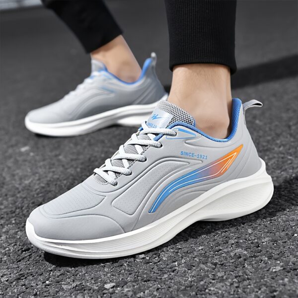 [1pair Water-Resistant Men'S Sneakers] Men'S Fashion Sneakers, Water-Resistant Synthetic Low-Top Running Shoes, Lace-Up Casual Sports Footwear, with Fabric Insole and MD Sole, for Daily Wear - Image 13