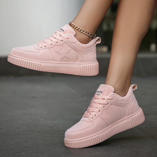 Women's Fashion Purple Spliced Casual Sneakers - Lightweight, Comfortable Lace-Up Platform Shoes for Casual Attire - Image 2