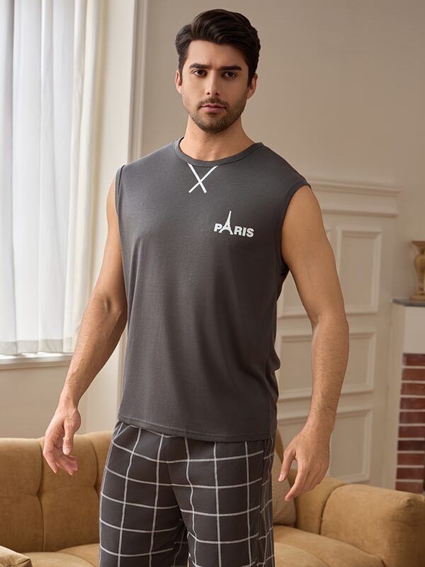 Casual and Minimalist Summer Pajama Set for Men: Cool Tank Top and Shorts, Stylish Home Wear Outfit