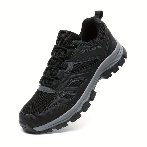 Men'S Breathable Low-Top Hiking Sneakers - Lightweight PU & Mesh Upper, Durable TPR Sole, Lace-Up Closure, All-Season Outdoor & Casual Shoes in Sizes 39-48 (Black), Hiking Boots, Trail Running Shoes, Sporty Hightops, Cushioned Support - Image 5