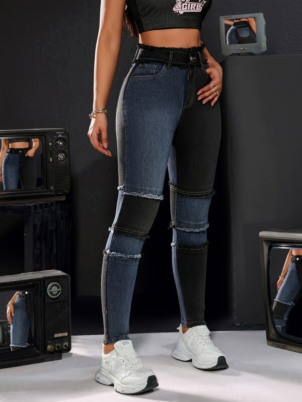 Skinny Fit Plain Washed Jeans, Casual Style Zipper Button Closure Denim Pants, Women's Denim Jeans & Clothing - Image 5