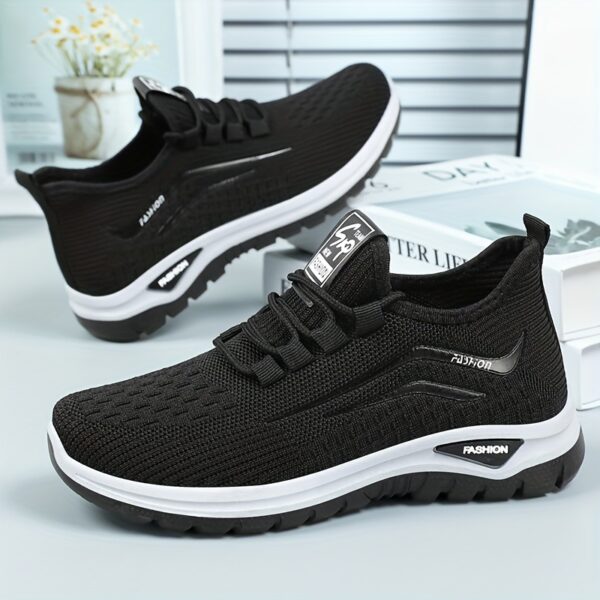 Women's casual sneakers, breathable knit upper, solid color design, versatile and simple style, suitable for running, fitness, hiking, all-season wear - Image 5
