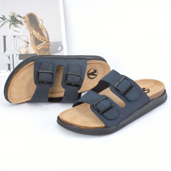 Men's Trendy Open Toe Breathable Slippers With Double Buckle Straps, Comfy Non Slip Casual Slides, Men's Summer Walking Shoes - Image 2