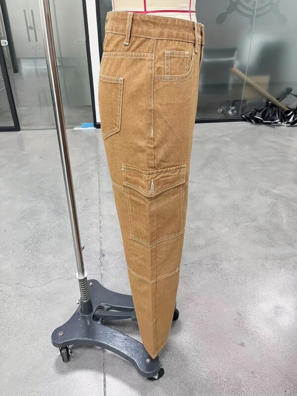 Women'S Y2K/Kpop Inspired Color Block Loose-Fit Cargo Jeans, Casual Straight Leg Long Pants with Flap Pockets, 100% (73%, 25% Polyester, 2% Elastane), All-Season Woven Fabric, 415g/m² - Regular Fit - Image 17
