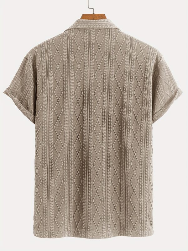 Men'S Casual Green Short-Sleeve Shirt with Diamond Pattern, Casual Summer Shirt for Adults, Casual Summer Wear | Diamond Pattern Shirt | Casual Style Shirt - Image 8