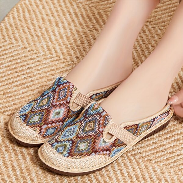 Women's Retro Plaid Slip-On Half Slippers - Soft Knit Fabric, Non-Slip PU Sole, Breathable Comfort for Indoor/Outdoor Use, Vibrant Spring Colors, Hand Washable - Image 5