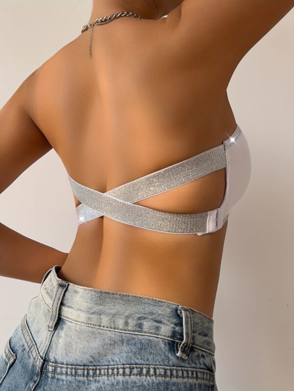 Women's Attractive Wireless Bralette Seamless with Side Closure, No-Pad Design with Glitter Detail - Image 2