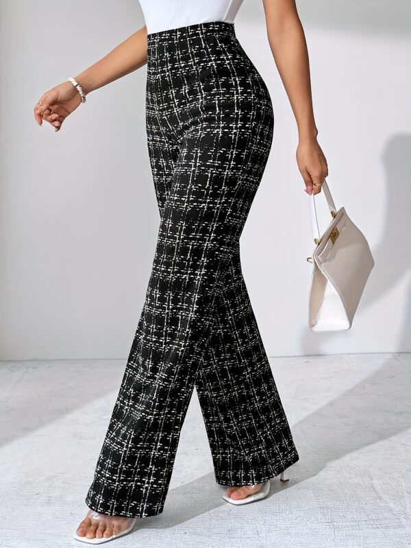 Women'S Black and White Tweed Straight Leg Pants - High-Waisted, Casual Style, Perfect for Spring/Summer/Fall, Versatile for Work & Leisure, Versatile Clothing | Casual Chic | Tight Fitting Pants - Image 9