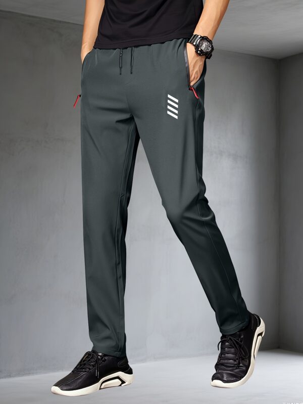 3pcs Men'S Fashion Casual Jogger Pants with Zipper Pockets, Featuring a Stylish Print Design, Made from Breathable And Lightweight Fabric Suitable for Summer Sports And Leisure Wear, a Perfect Gift Choice. Modern Athletic Wear with Practical Pocket Design, Suitable for All Seasons - Image 6